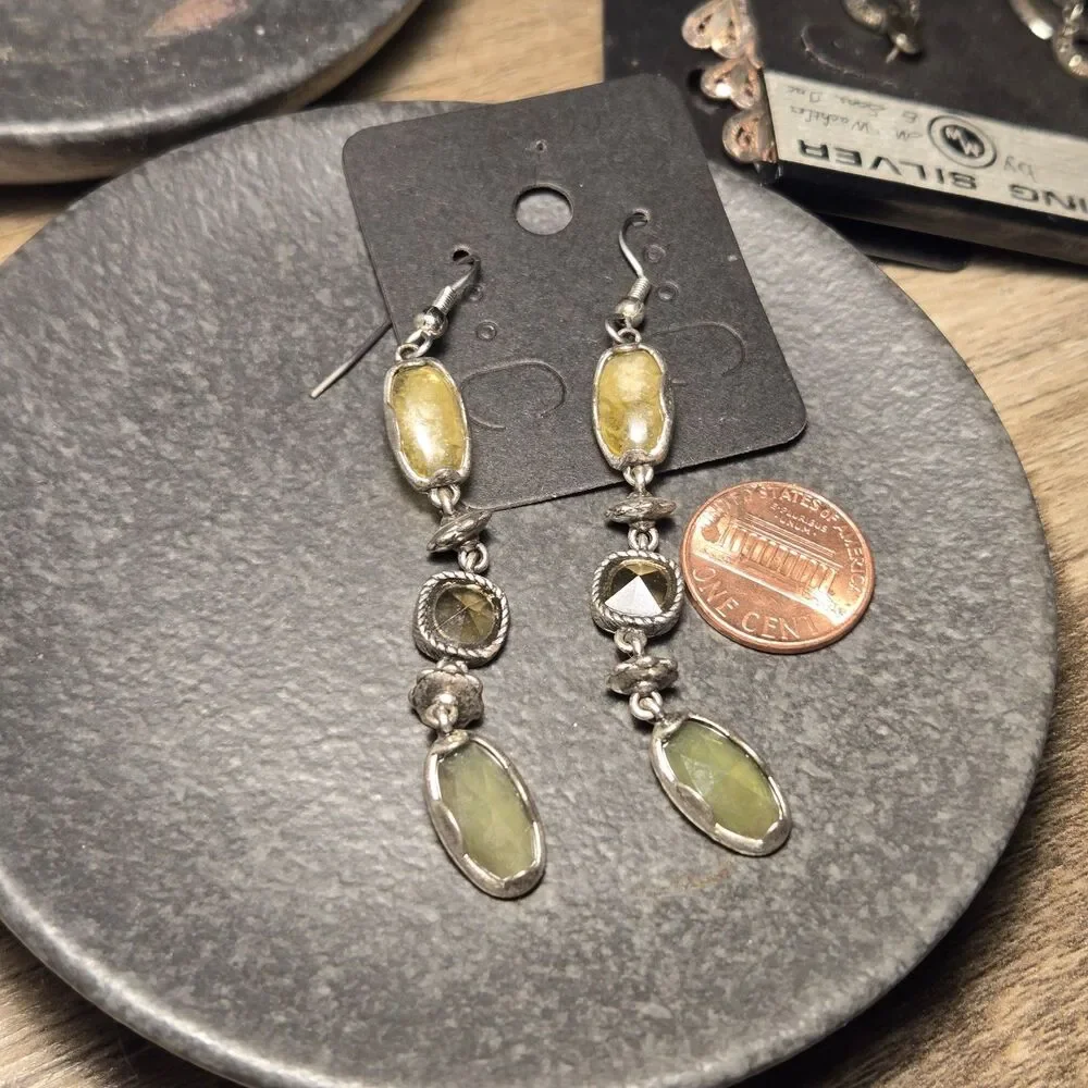 Dangly multistone green Sterling Silver Earrings
